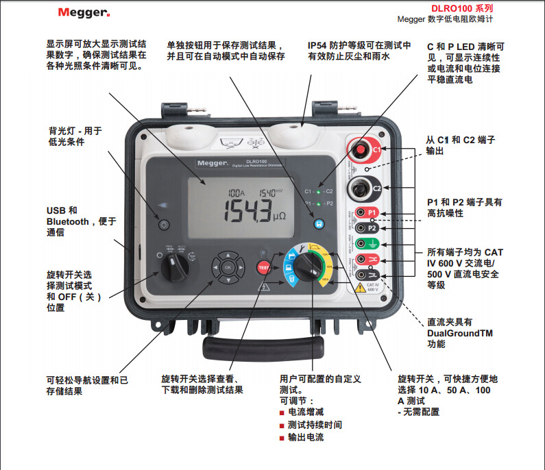 美国MEGGER DLRO100E低电阻测试仪