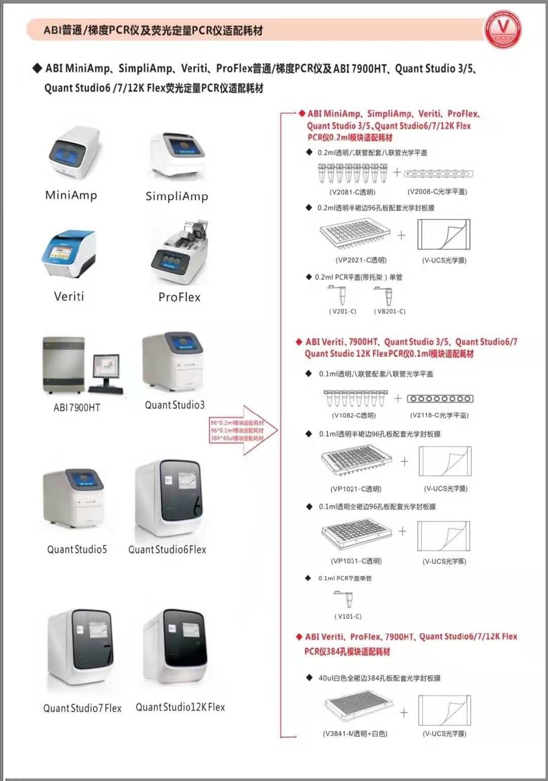 ABI普通梯度PCR仪及荧光定量PCR仪适配耗材V2081-C
