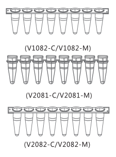 PCR八连排薄壁管0.2ml透明120条/盒V2081-C