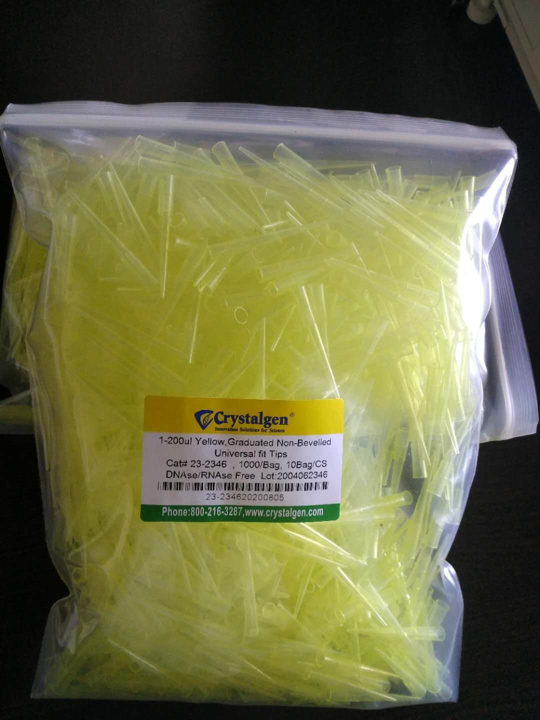 Crystalgen200ul黄色吸头袋装非灭菌无DNA酶23-2346